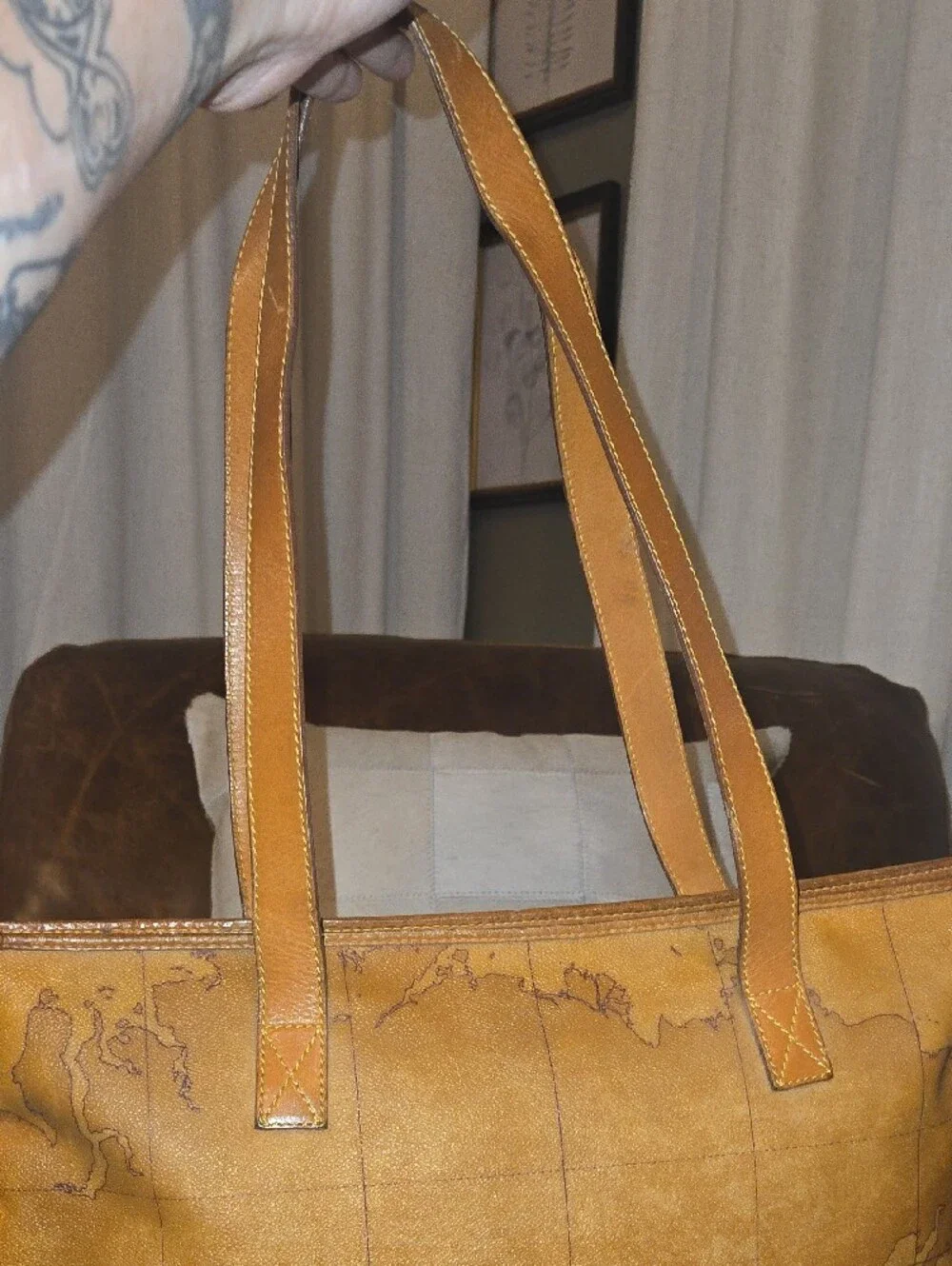Alviero Martini Yellow Map Print Leather LAPTOP BAG